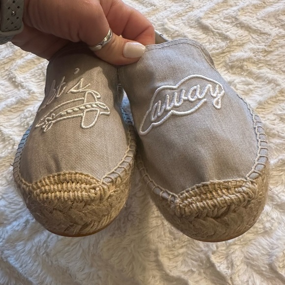 Soludos x Ceizer Gray Chambray Embroidered Let's Fly Away Espadrilles Size 9 - Picture 3 of 11
